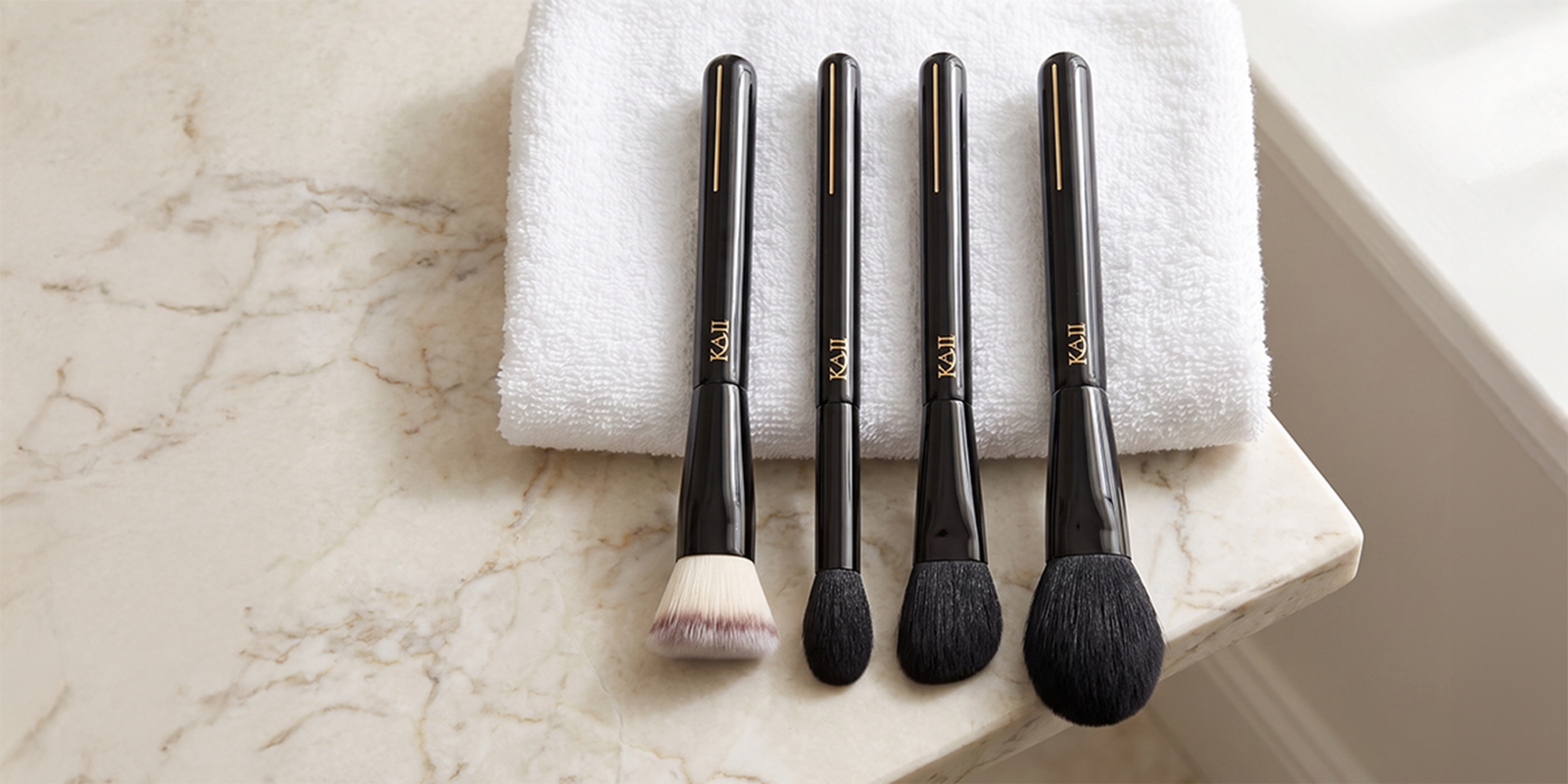 Brushes drying flat on a towel
